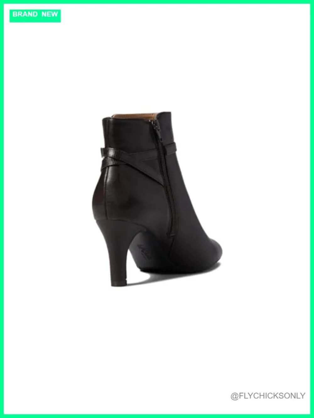 Faux Leather Almond Toe Ankle Bootie with Buckle Ornament